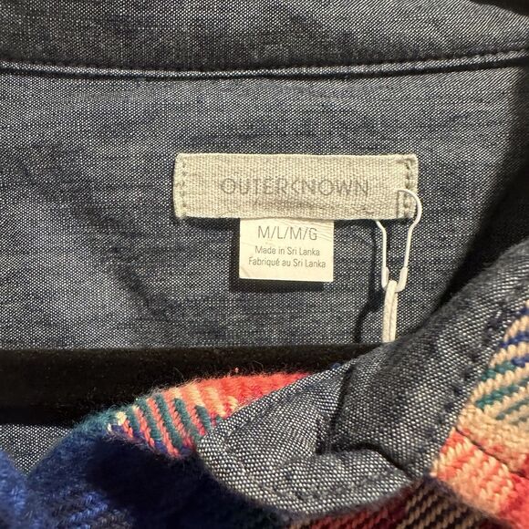 Outerknown Blanket Shirt Womens M/L Red Blue Plaid Flannel Button Up Surf Casual - Picture 3 of 6
